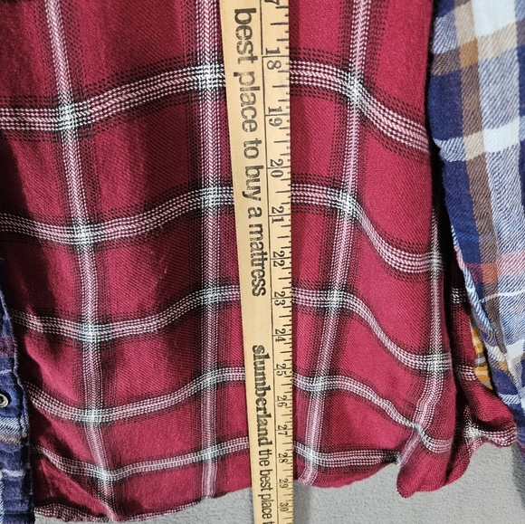 Romantic Gypsy Womens Boho Plaid Multicolor Patchwork Button Up Shirt Plus 2X - Picture 5 of 9